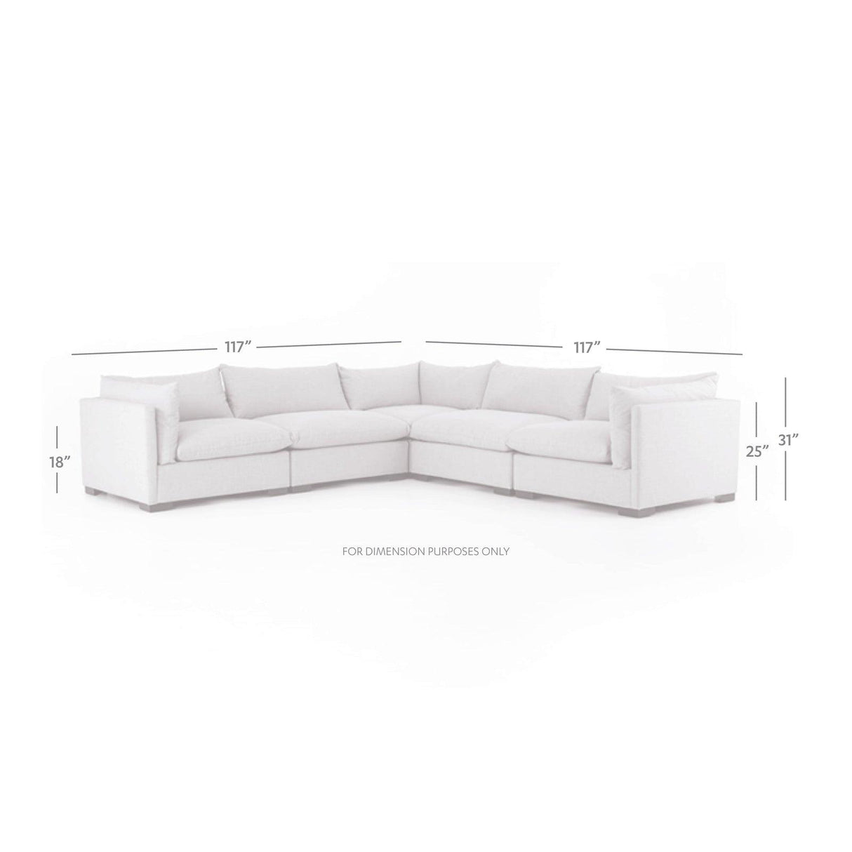 Four Hands Westwood 5 Pc Sectional
