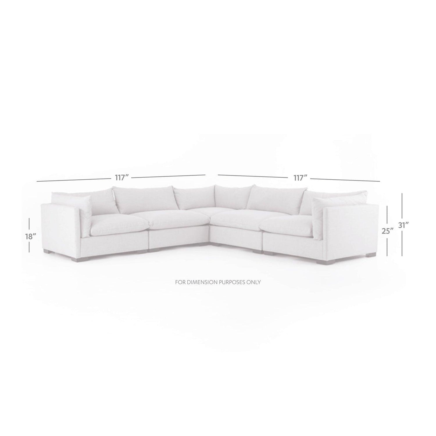Four Hands Westwood 5 Pc Sectional