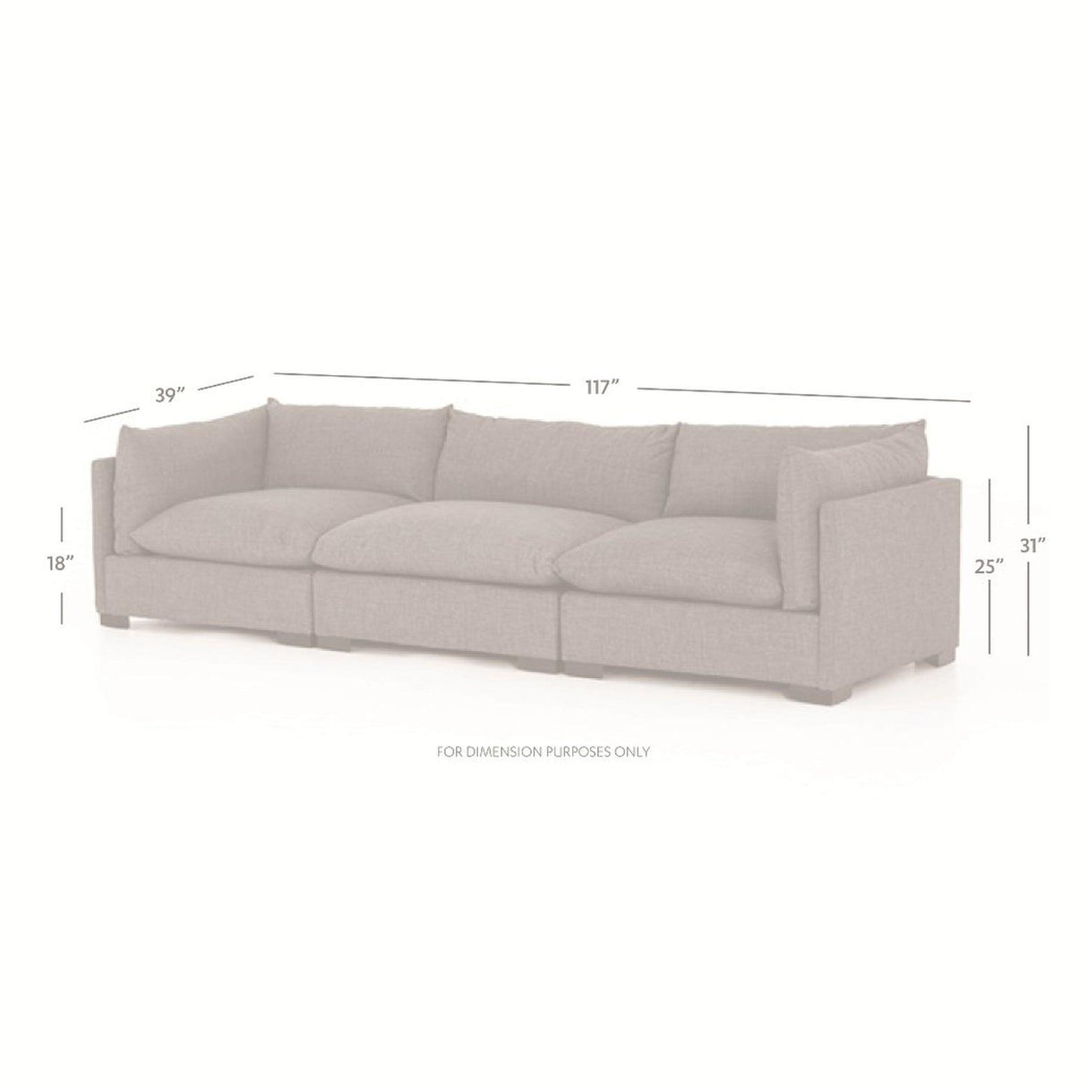 Four Hands Westwood 3 Pc Sofa