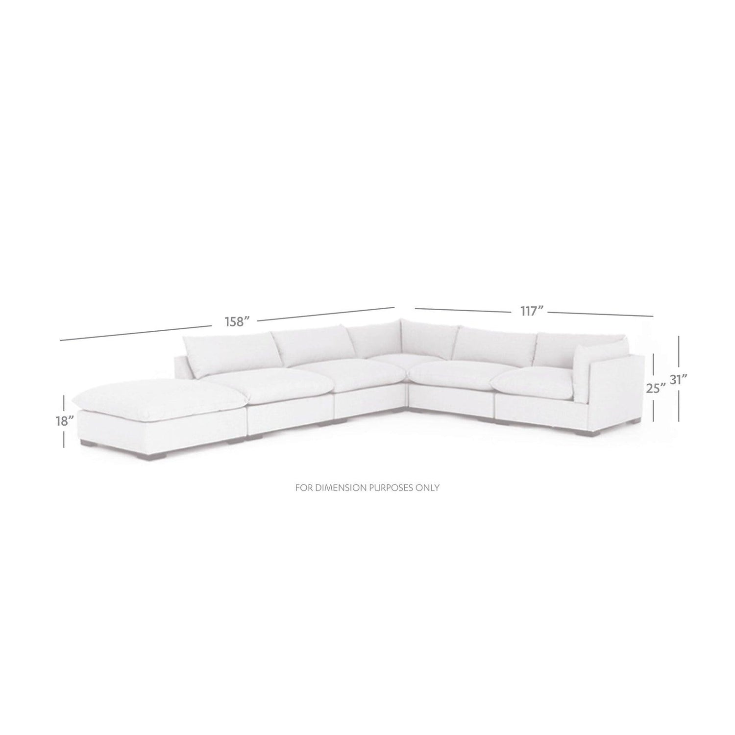 Four Hands Westwood 5 Pc Sectional With Ottoman