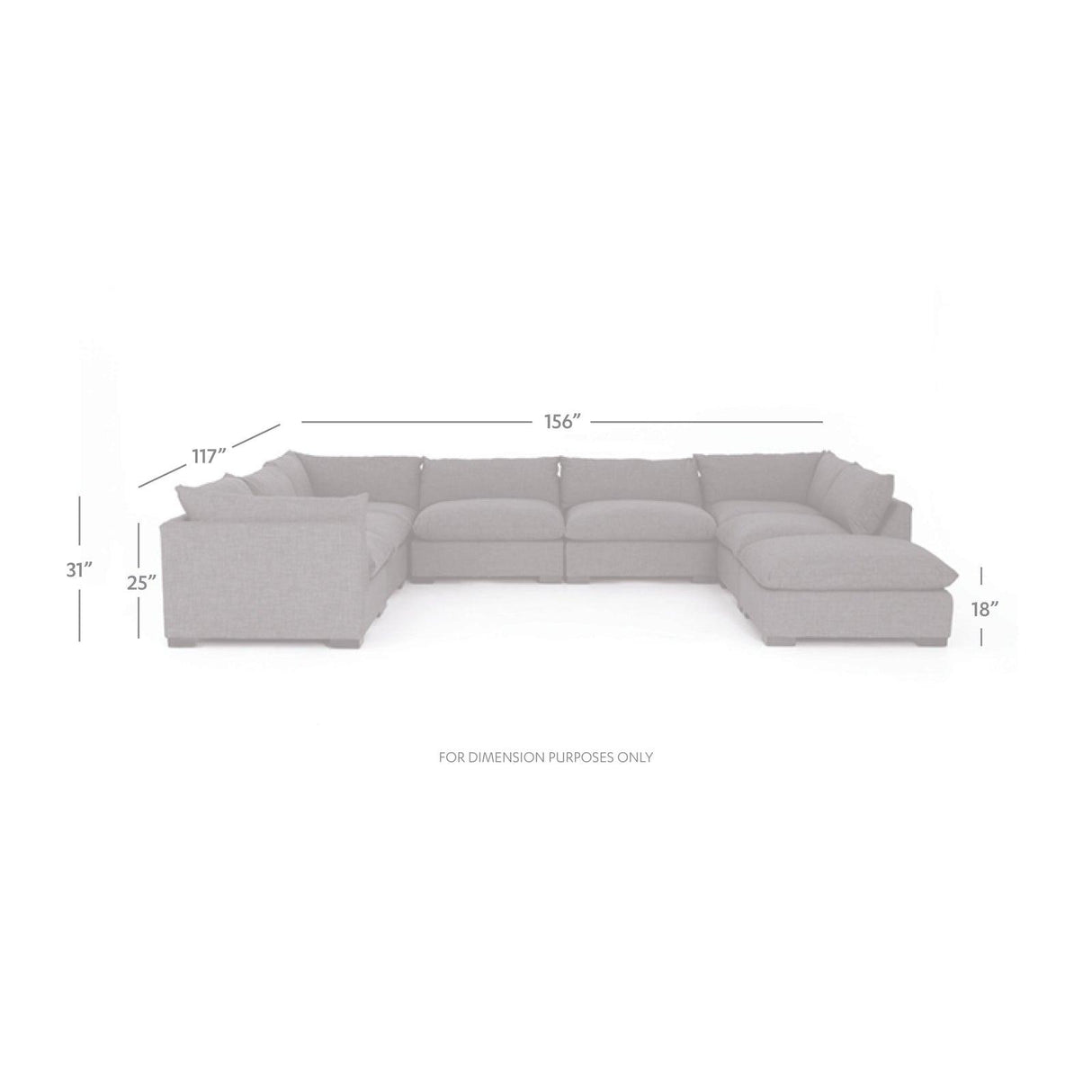 Four Hands Westwood 7 Pc Sectional With Ottoman