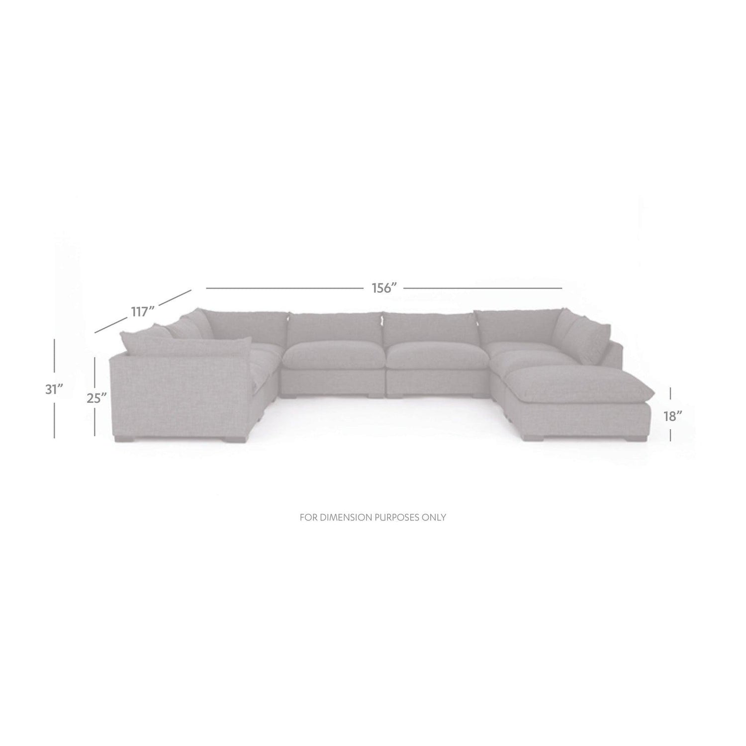 Four Hands Westwood 7 Pc Sectional With Ottoman