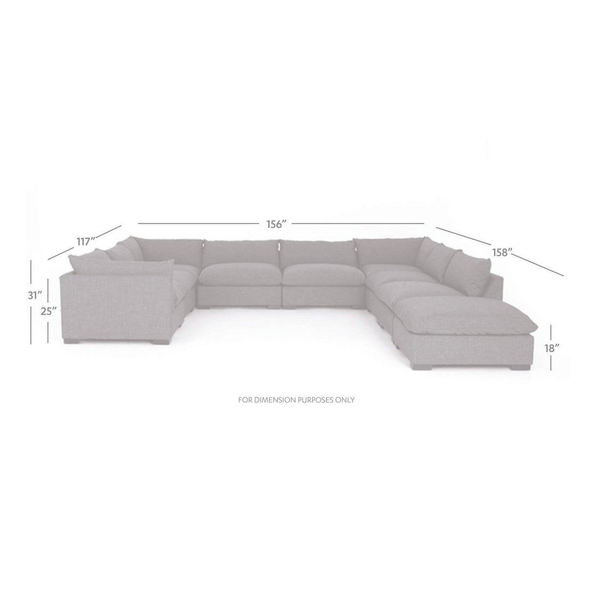 Four Hands Westwood 8 Pc Sectional With Ottoman