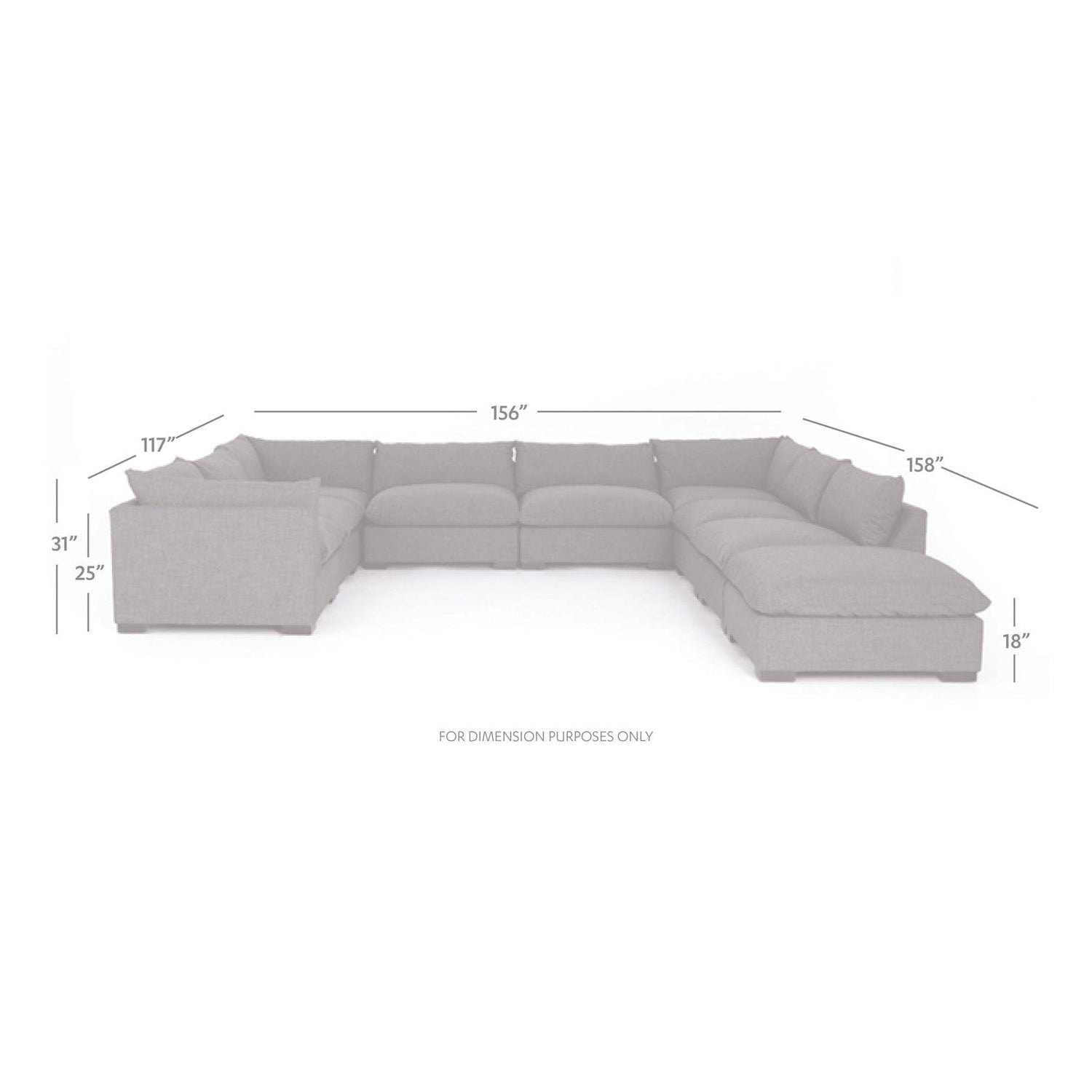 Four Hands Westwood 8 Pc Sectional With Ottoman