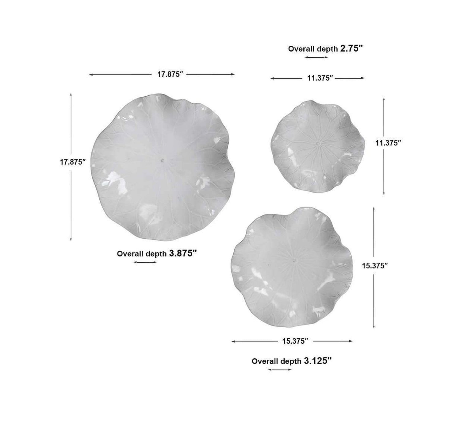 Abella Ceramic Wall Decor - Set Of 3 | Uttermost | Home Elegance USA