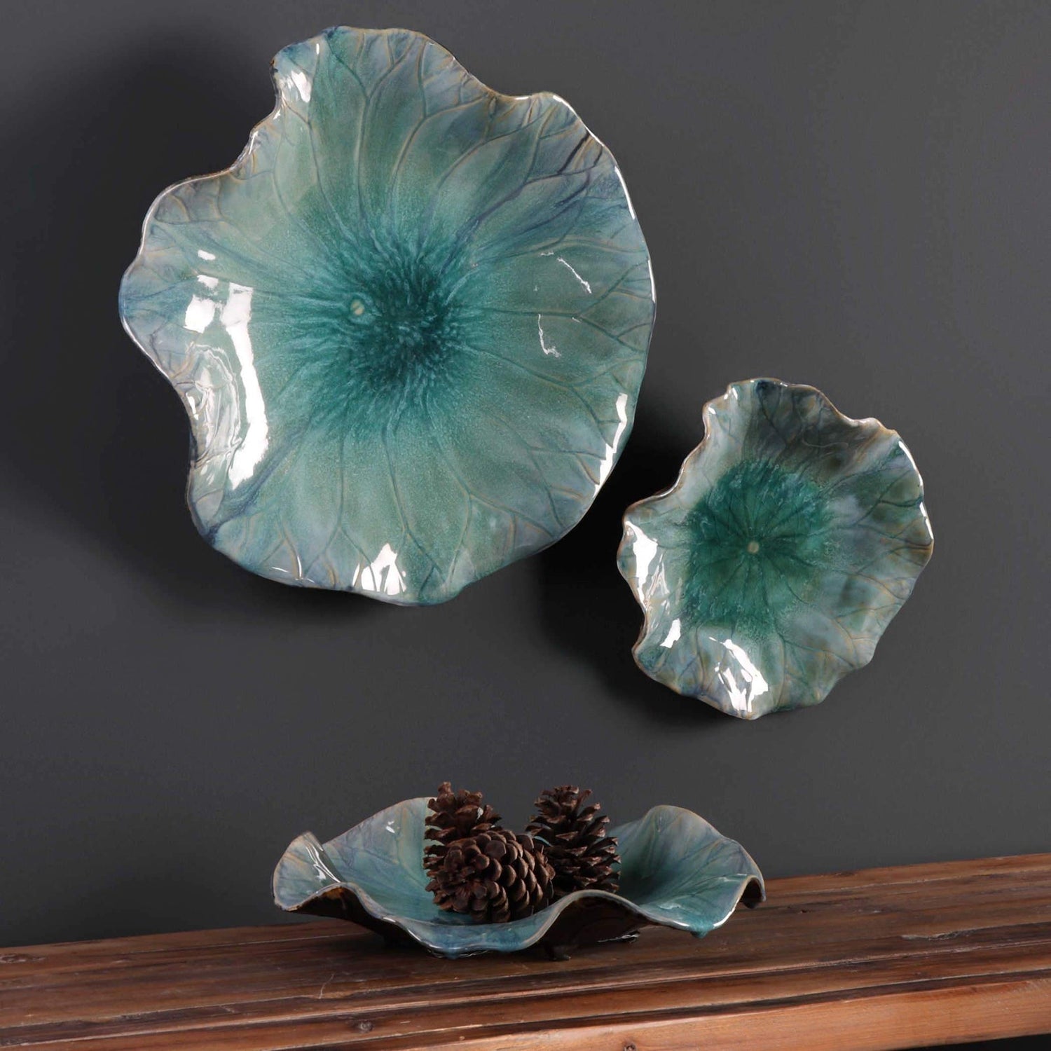 Abella Ceramic Wall Decor - Set Of 3 | Uttermost | Home Elegance USA