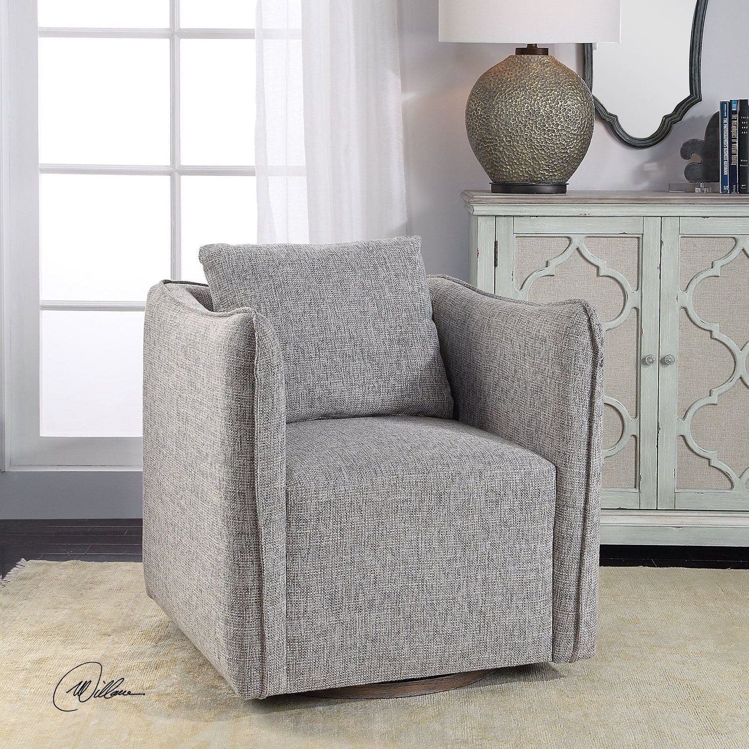 Uttermost Corben Gray Swivel Chair - Home Elegance USA