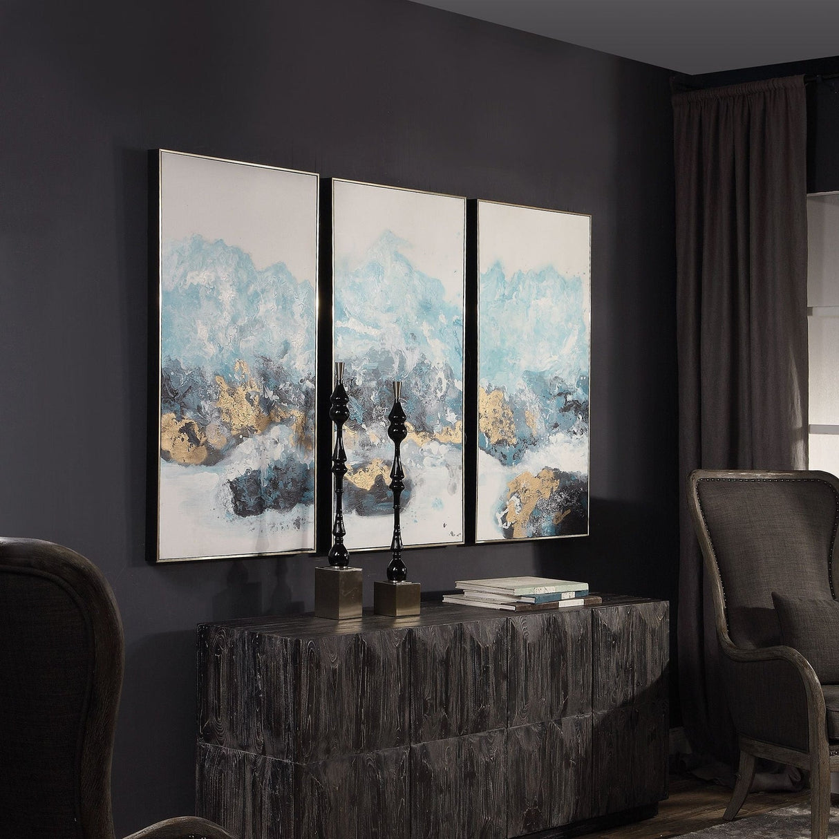 Crashing Waves Abstract Art - Set Of 3 | Uttermost | Home Elegance USA