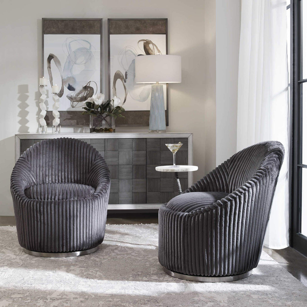 Crue Swivel Chair | Uttermost | Home Elegance USA