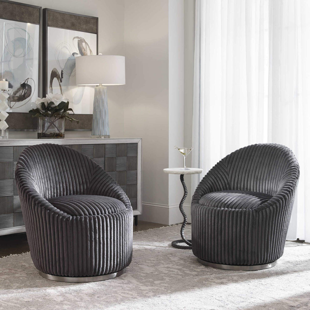 Crue Swivel Chair | Uttermost | Home Elegance USA