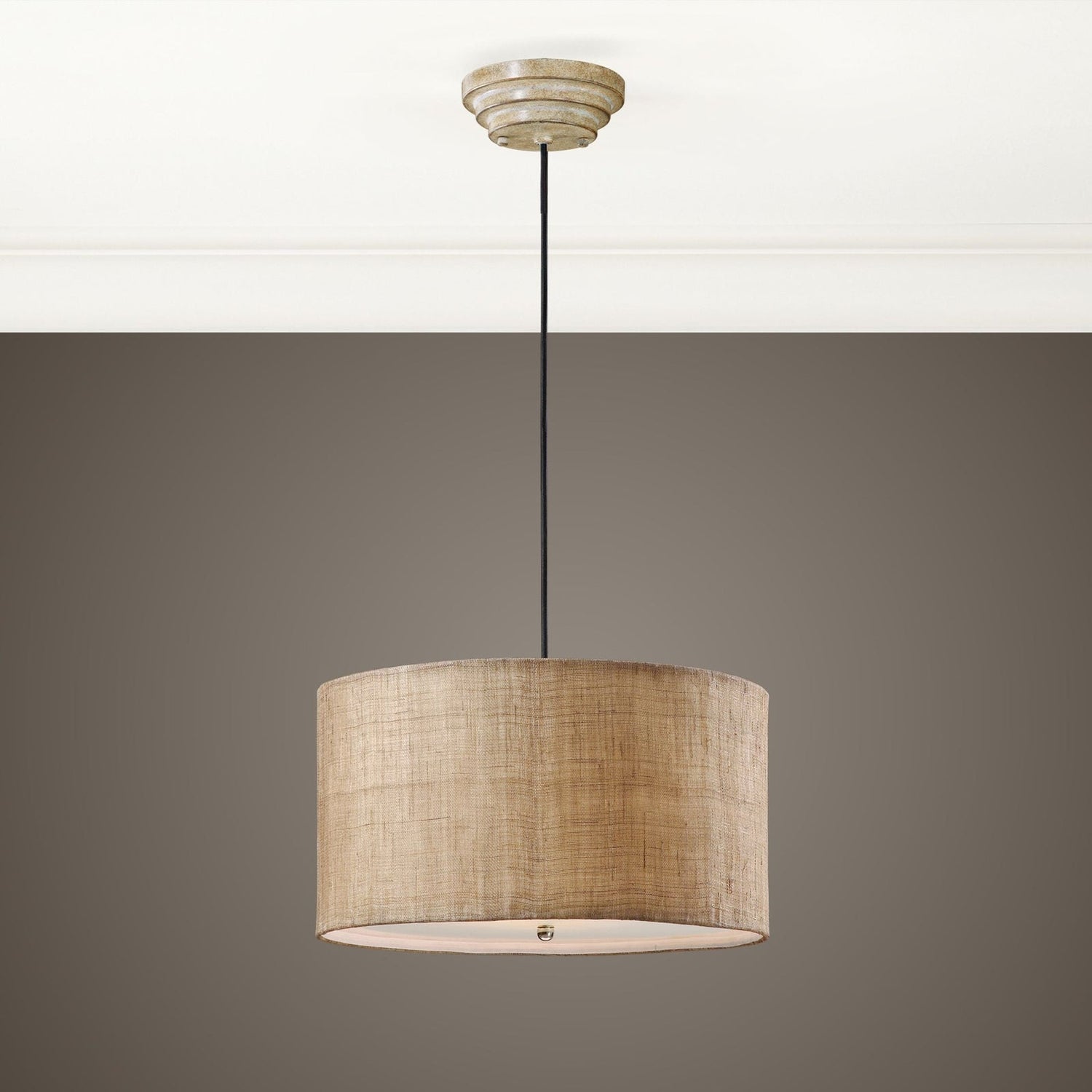 Dafina 3 Light Burlap Drum Pendant | Uttermost | Home Elegance USA