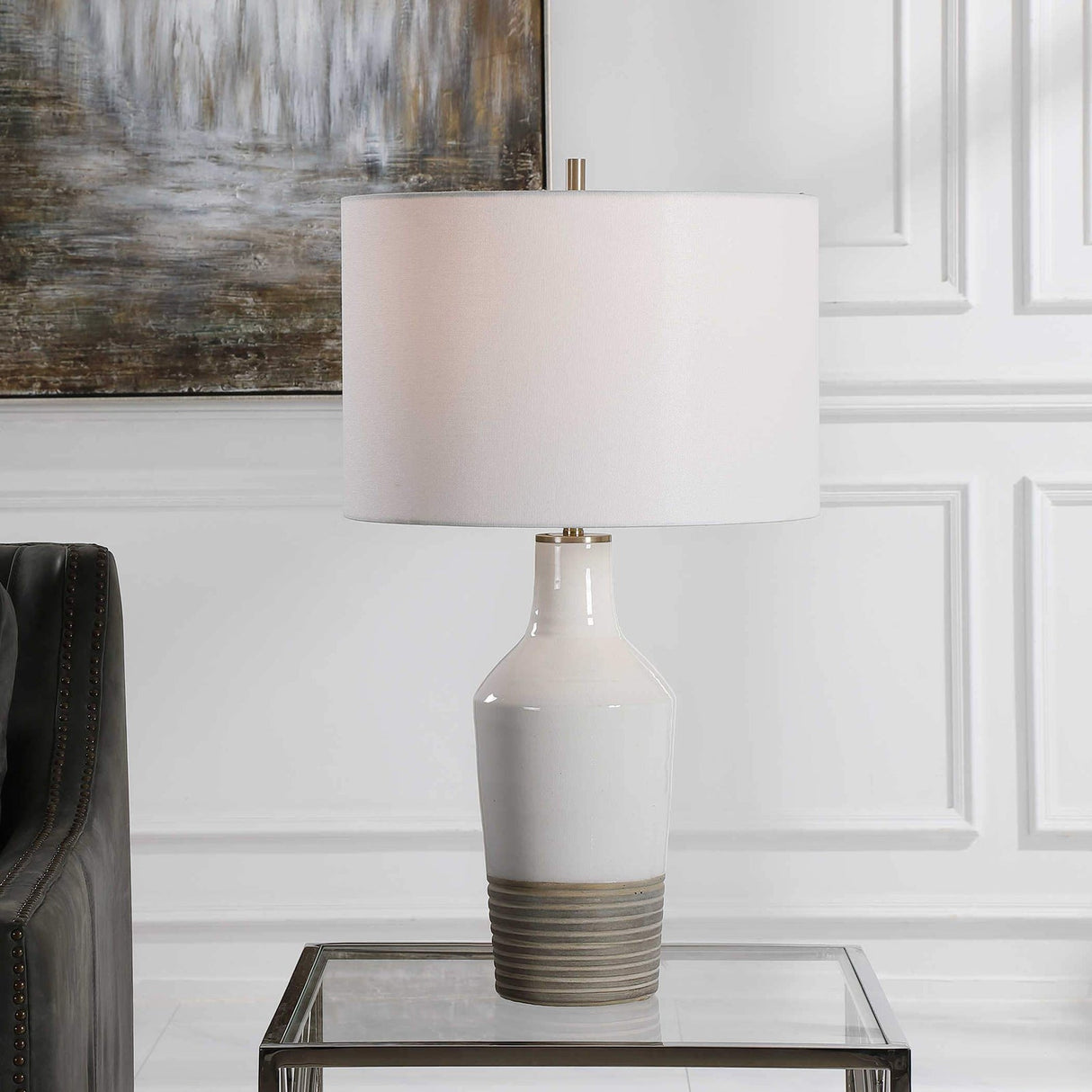 Dakota White Crackle Table Lamp | Uttermost | Home Elegance USA