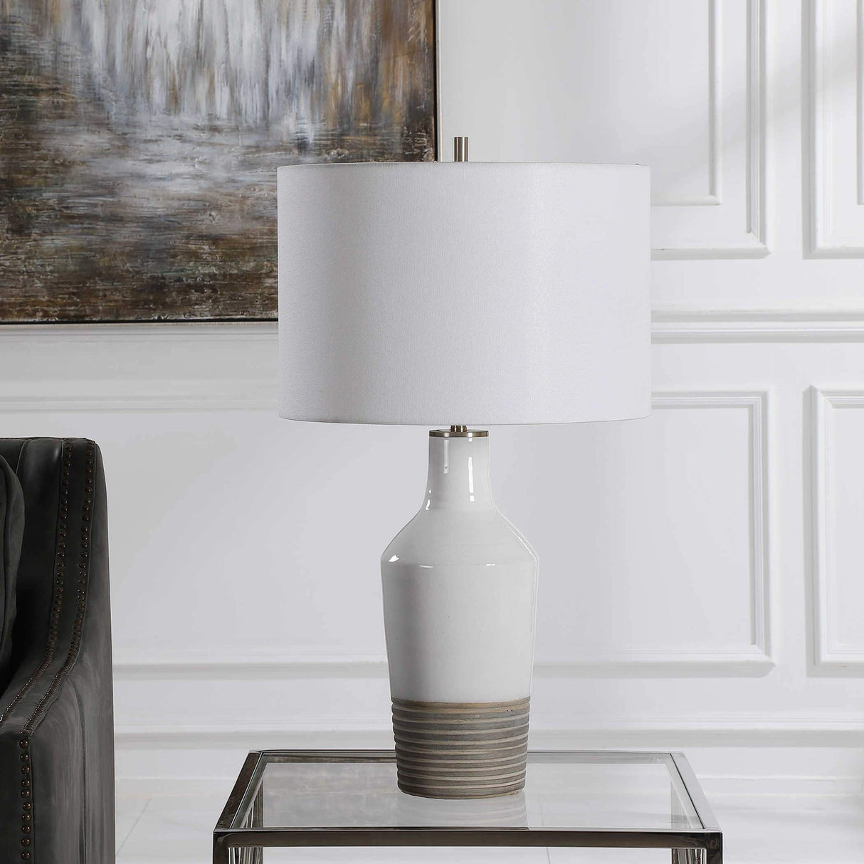 Dakota White Crackle Table Lamp | Uttermost | Home Elegance USA
