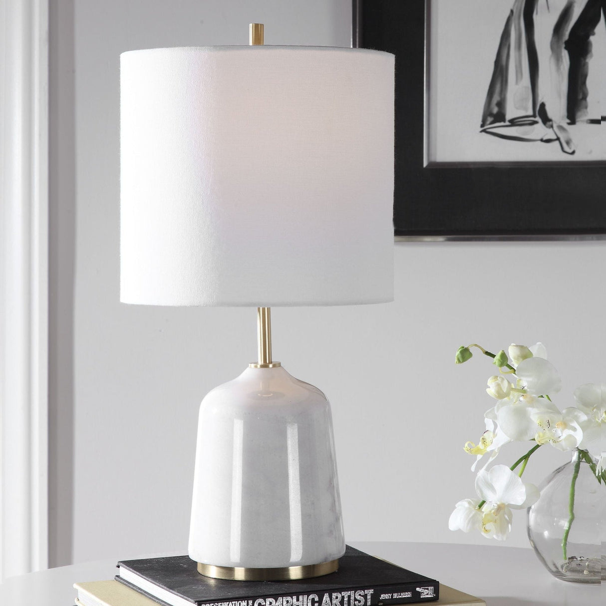 Uttermost Eloise White Marble Table Lamp - Home Elegance USA