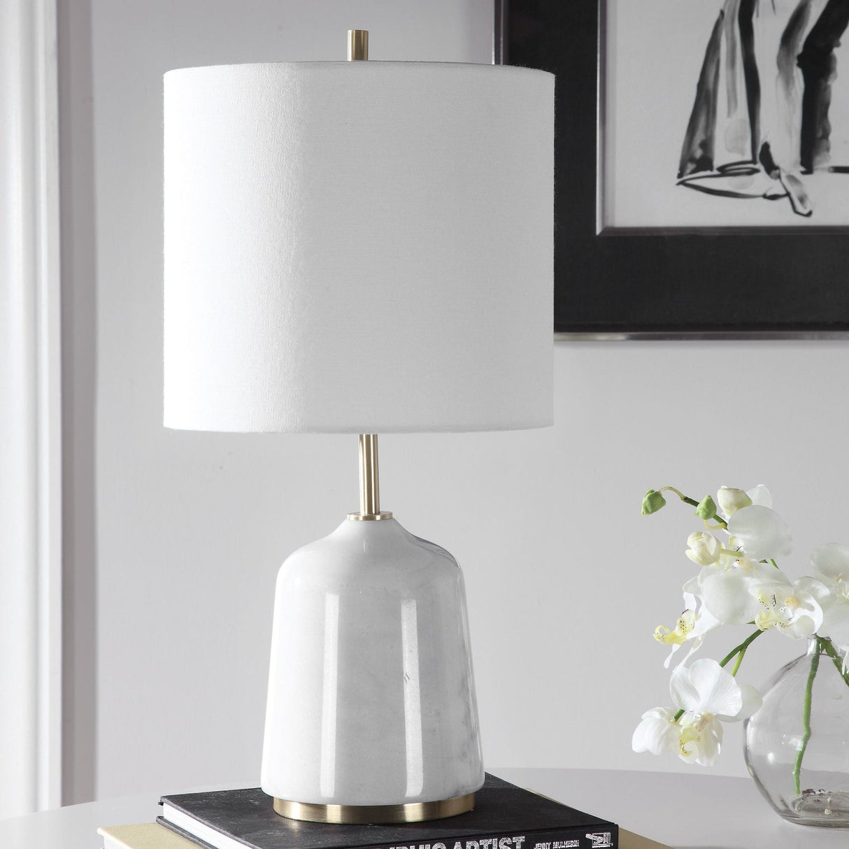 Uttermost Eloise White Marble Table Lamp - Home Elegance USA