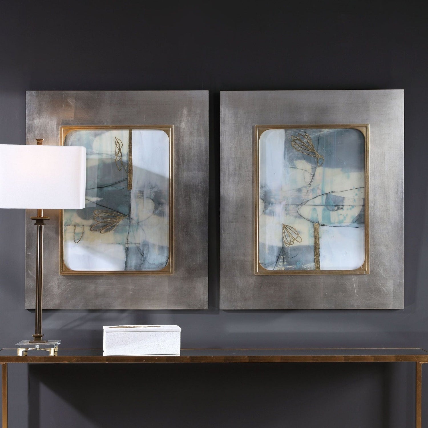 Uttermost Gilded Whimsy Abstract Prints - Set Of 2 - Home Elegance USA