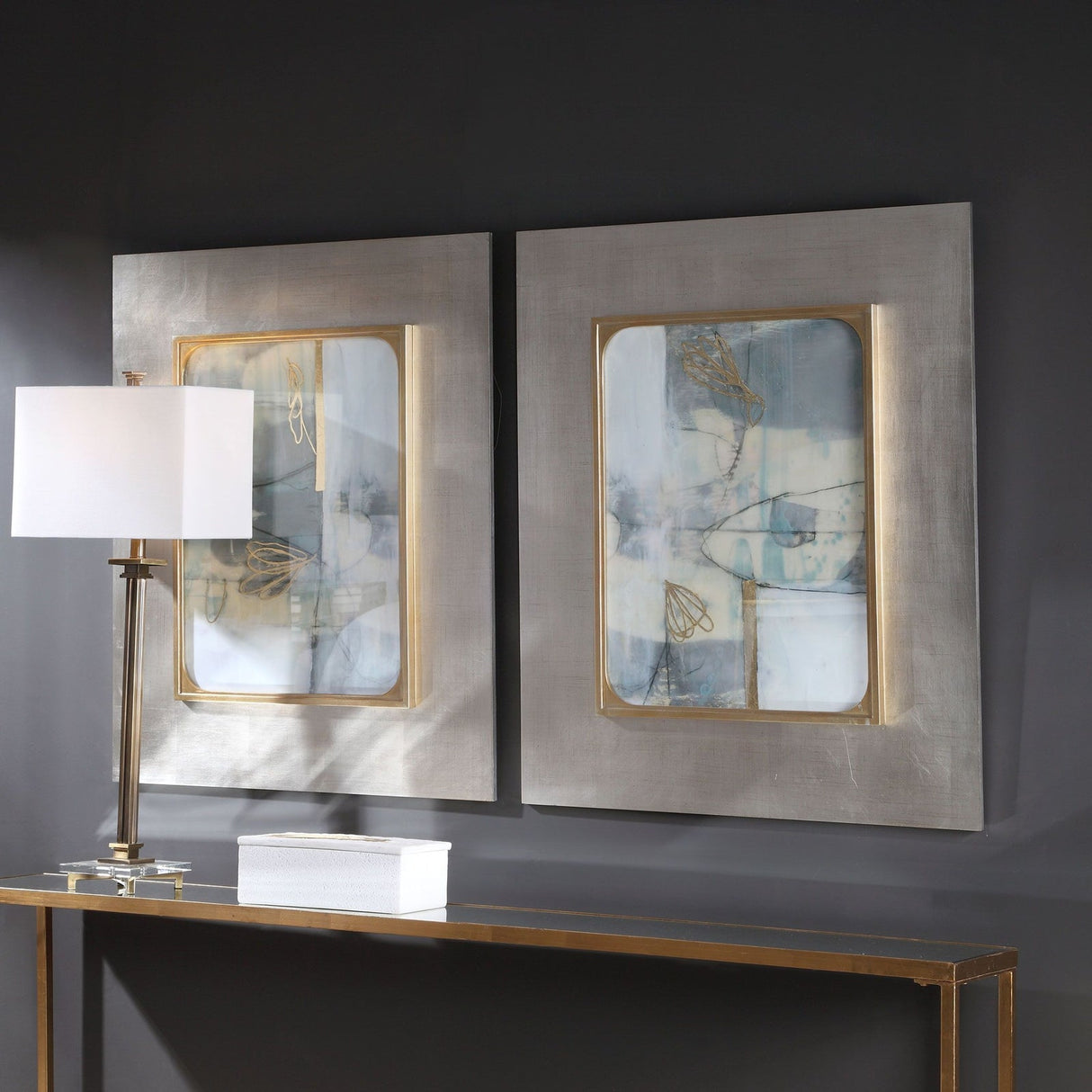 Uttermost Gilded Whimsy Abstract Prints - Set Of 2 - Home Elegance USA