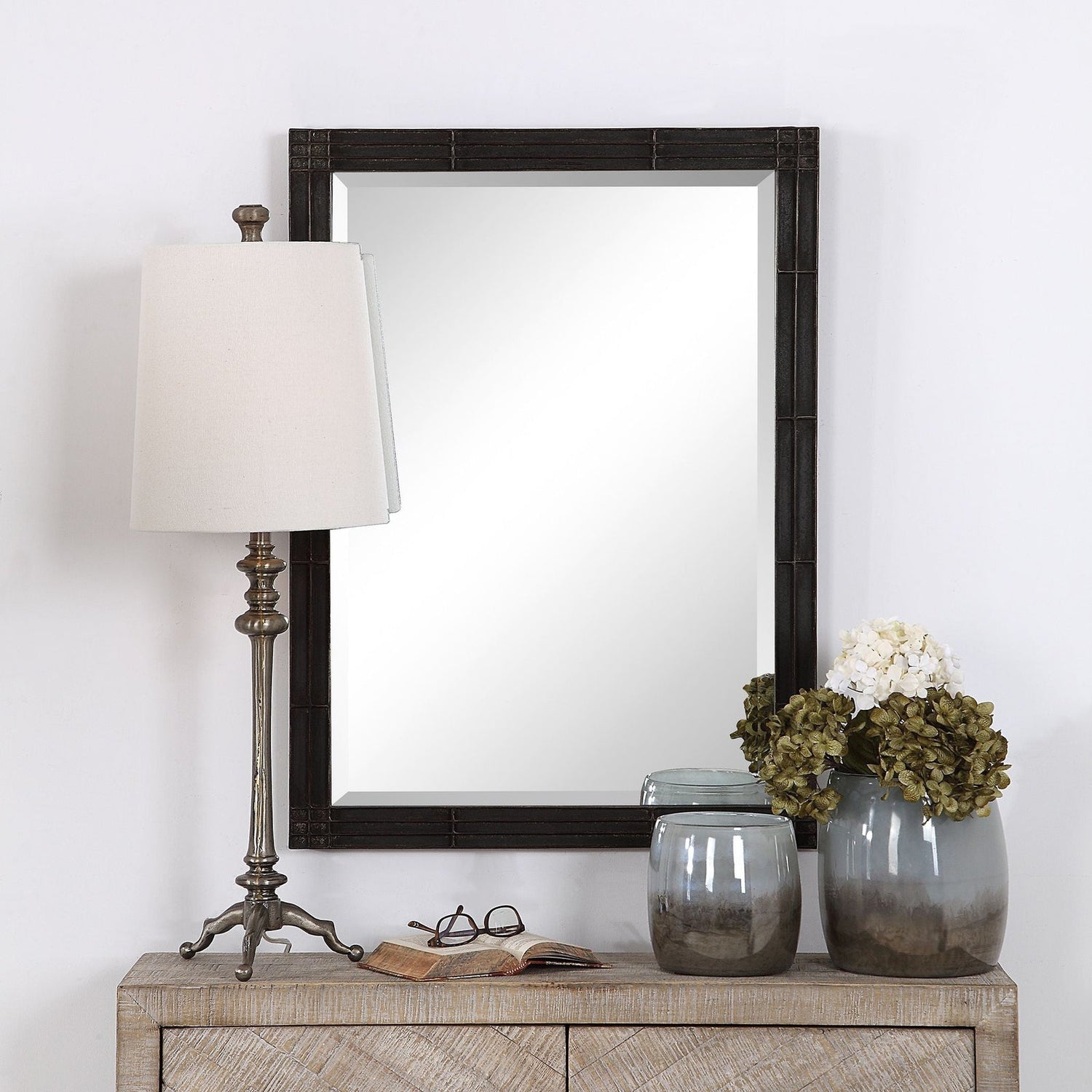 Uttermost Gower Aged Black Vanity Mirror - Home Elegance USA