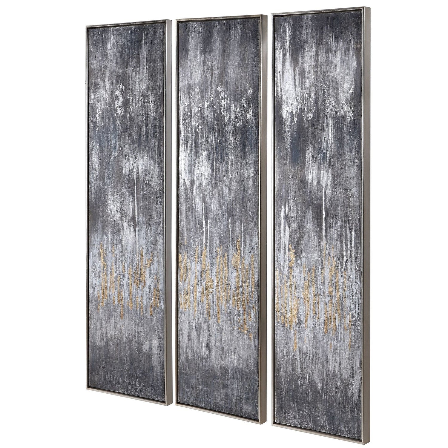 Uttermost Gray Showers Hand Painted Canvases - Set Of 3 - Home Elegance USA