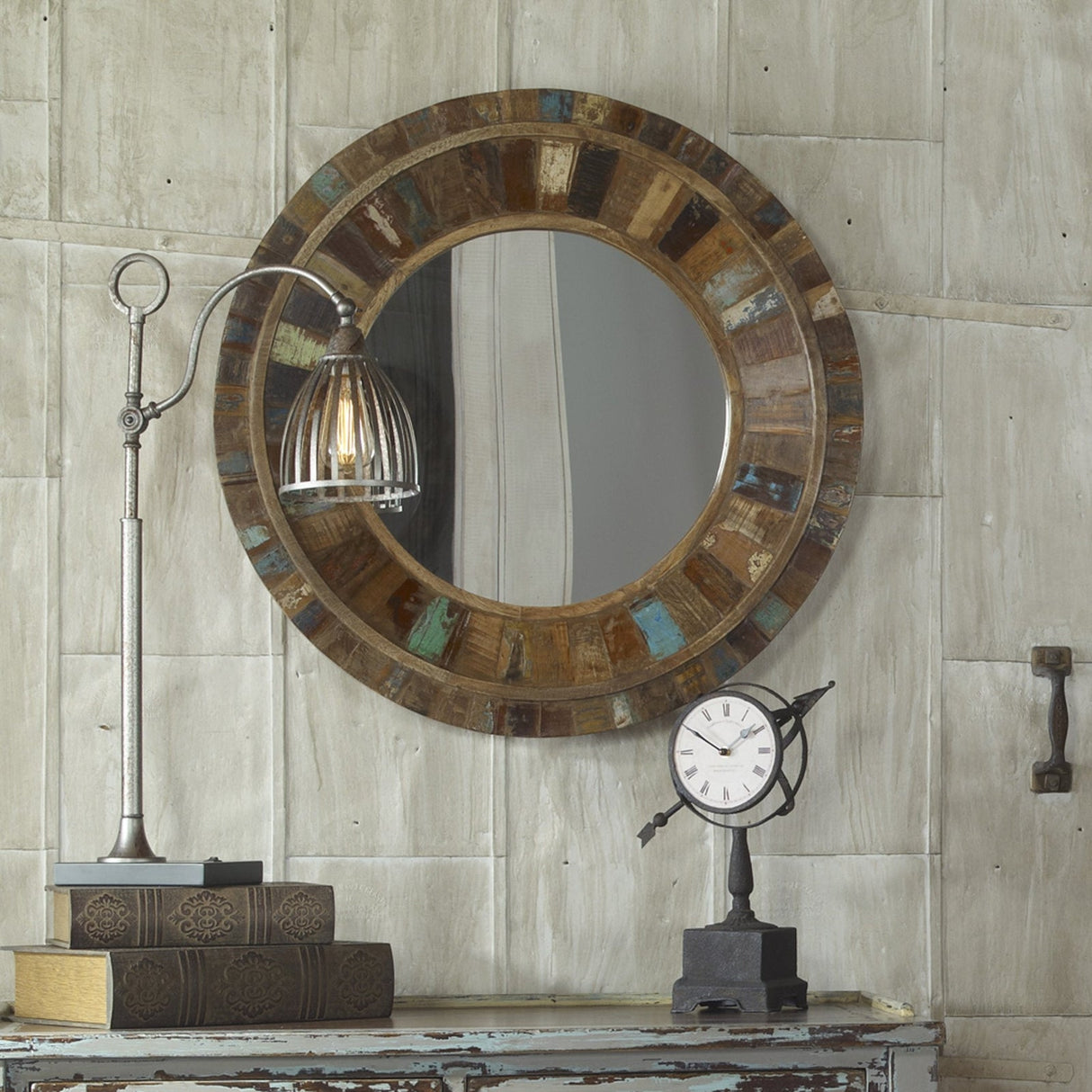 Uttermost Jeremiah Round Wood Mirror - Home Elegance USA
