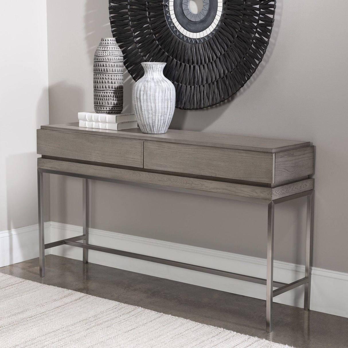 Uttermost Kamala Gray Oak Console Table - Home Elegance USA
