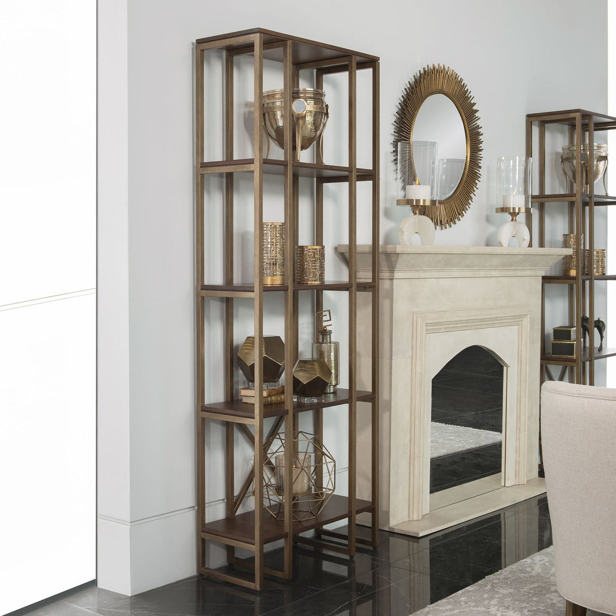 Uttermost Karishma Antique Gold Etagere - Home Elegance USA