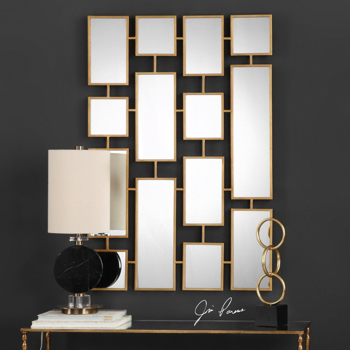 Uttermost Kennon Forged Gold Rectangles Mirror - Home Elegance USA