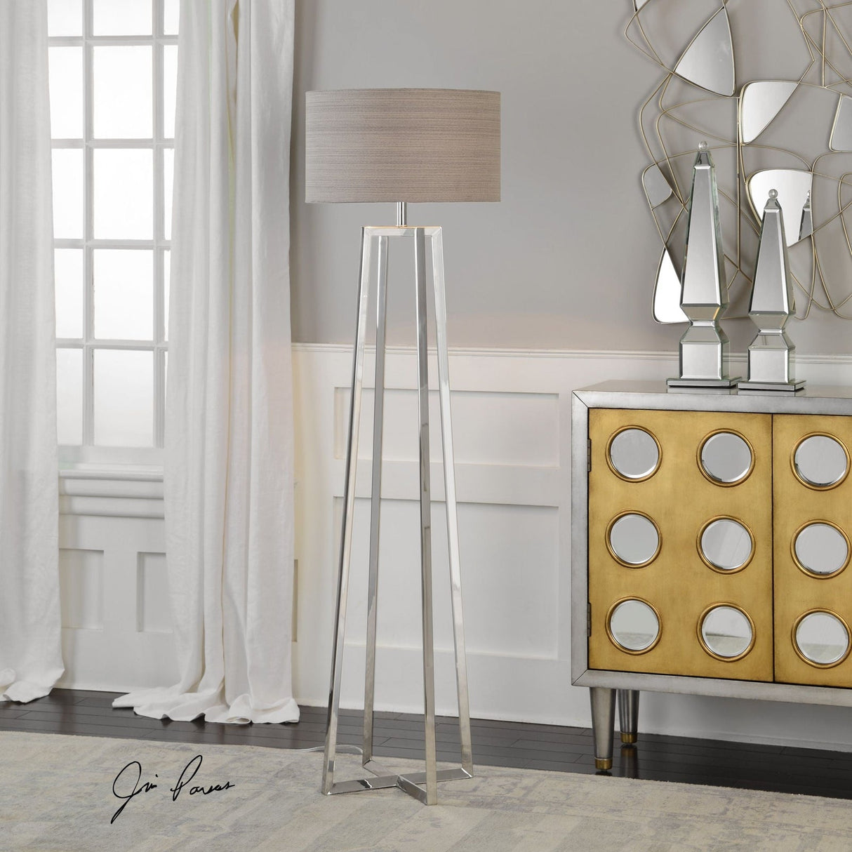 Uttermost Keokee Polished Nickel Floor Lamp - Home Elegance USA