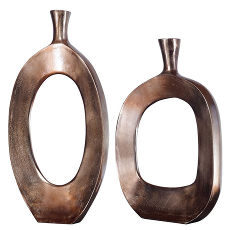 Uttermost Kyler Textured Bronze Vases - Set Of 2 - Home Elegance USA