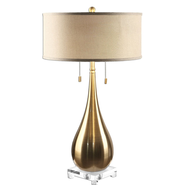 Uttermost Lagrima Brushed Brass Lamp - Home Elegance USA