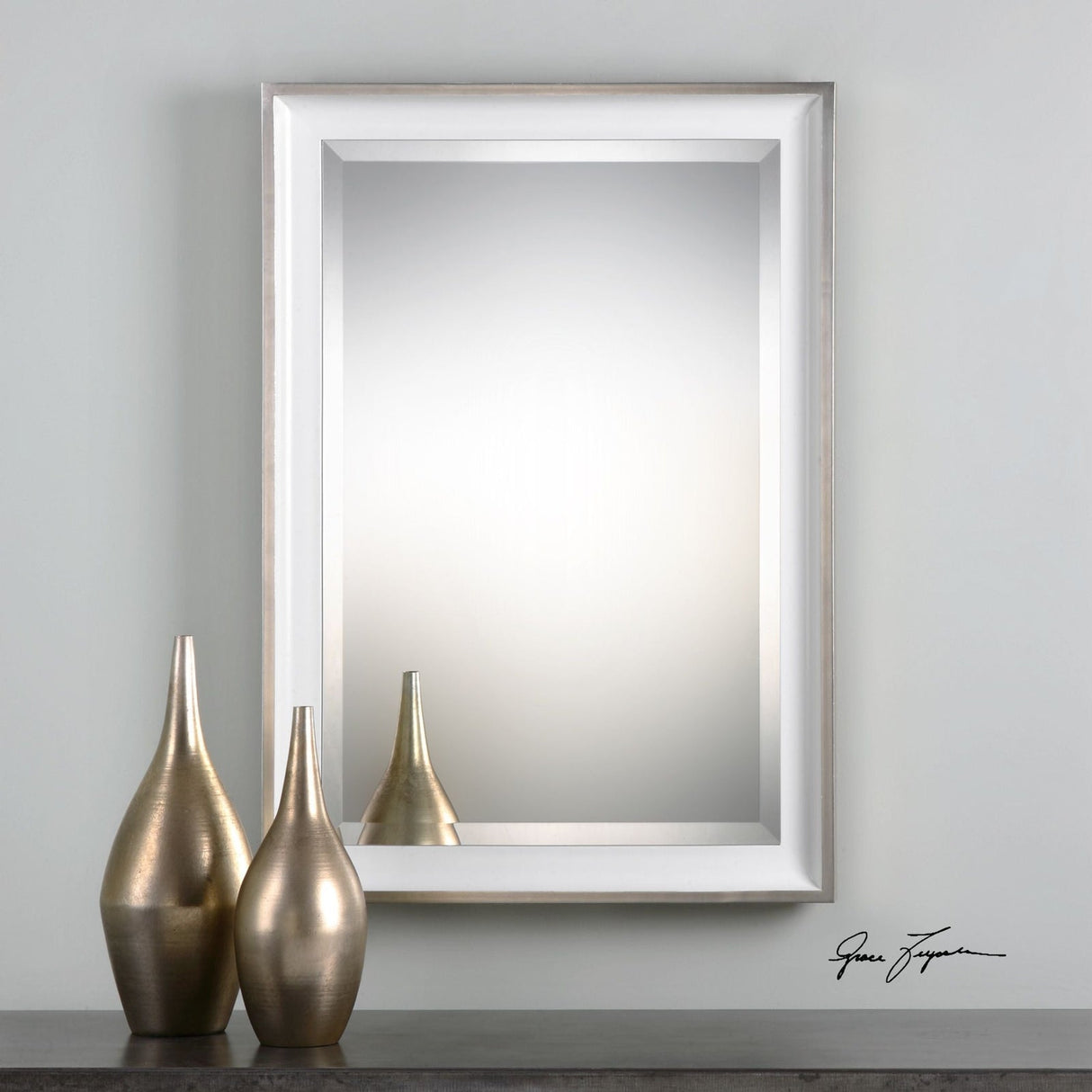 Uttermost Lahvahn White Silver Mirror - Home Elegance USA