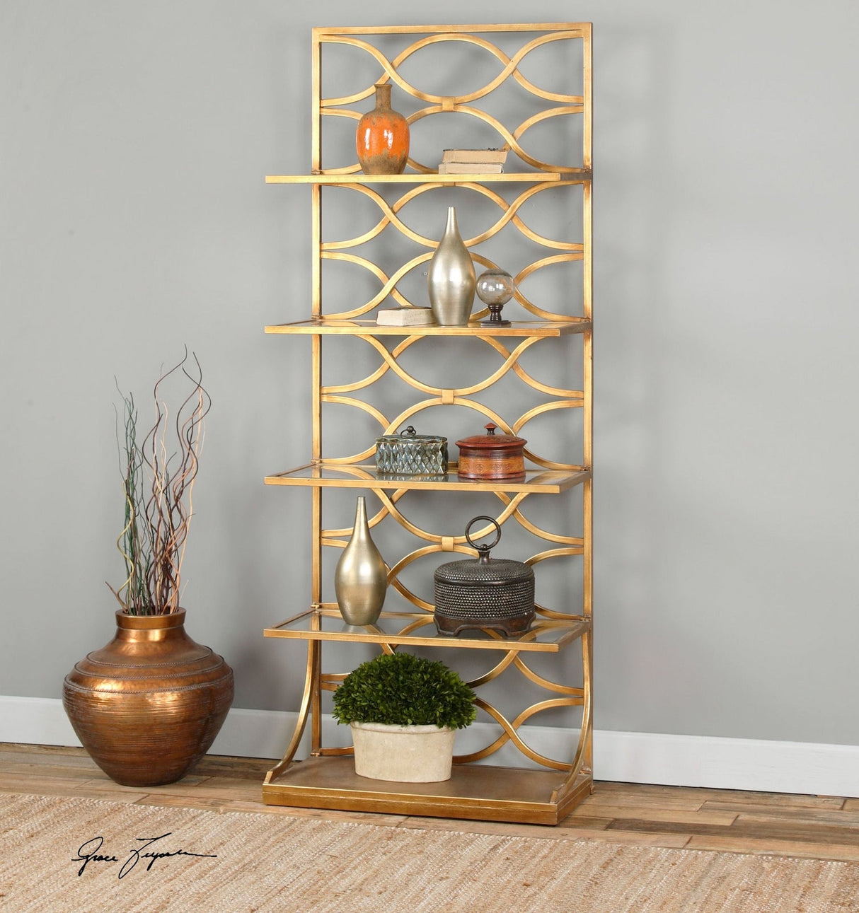 Uttermost Lashaya Gold Etagere - Home Elegance USA