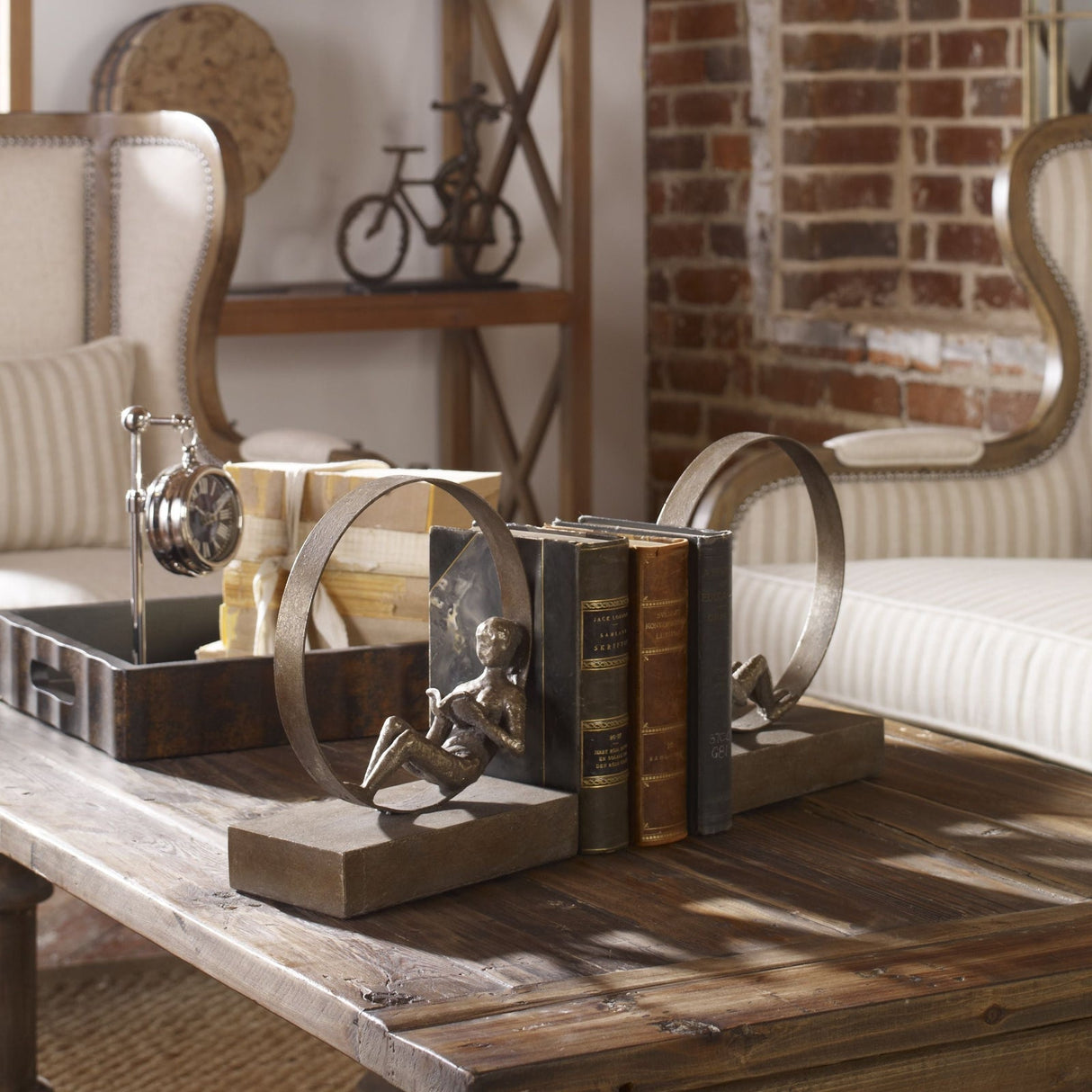 Uttermost Lounging Reader Antique Bookends - Set Of 2 - Home Elegance USA