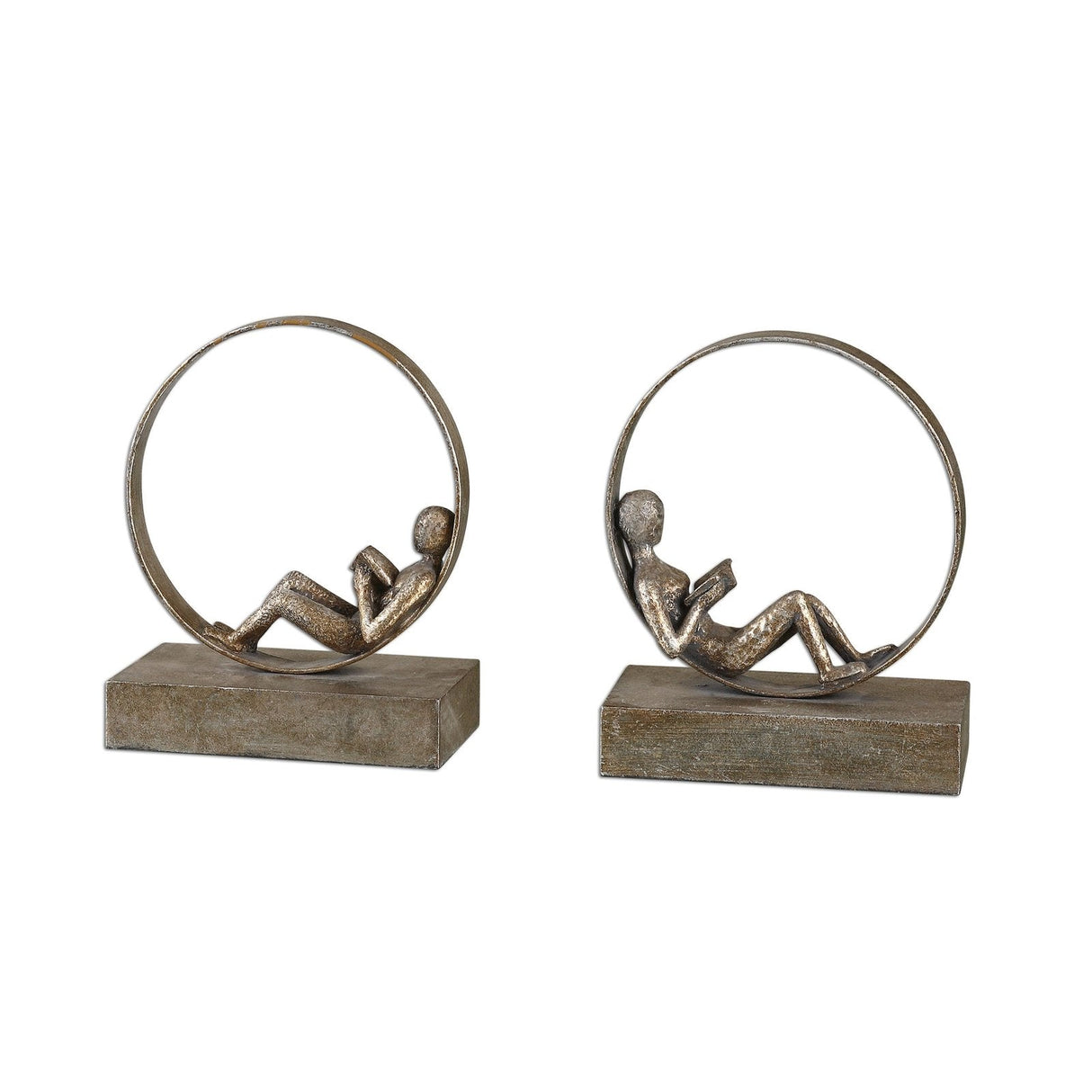 Uttermost Lounging Reader Antique Bookends - Set Of 2 - Home Elegance USA
