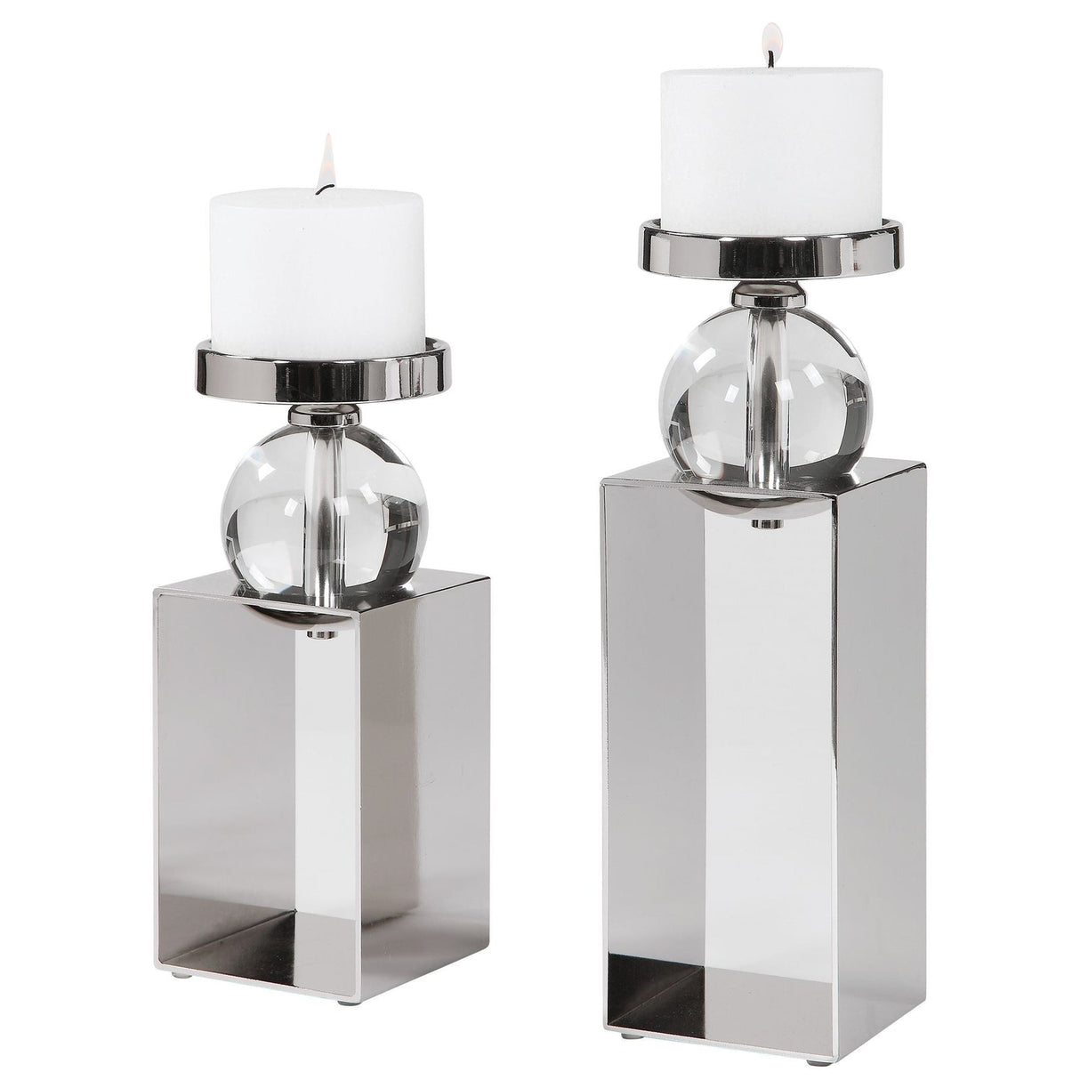 Uttermost Lucian Nickel Candleholders - Set Of 2 - Home Elegance USA