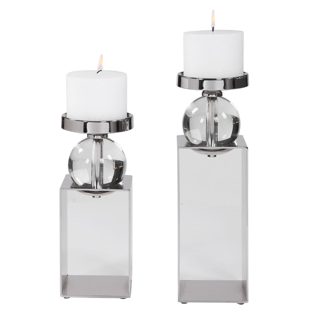 Uttermost Lucian Nickel Candleholders - Set Of 2 - Home Elegance USA