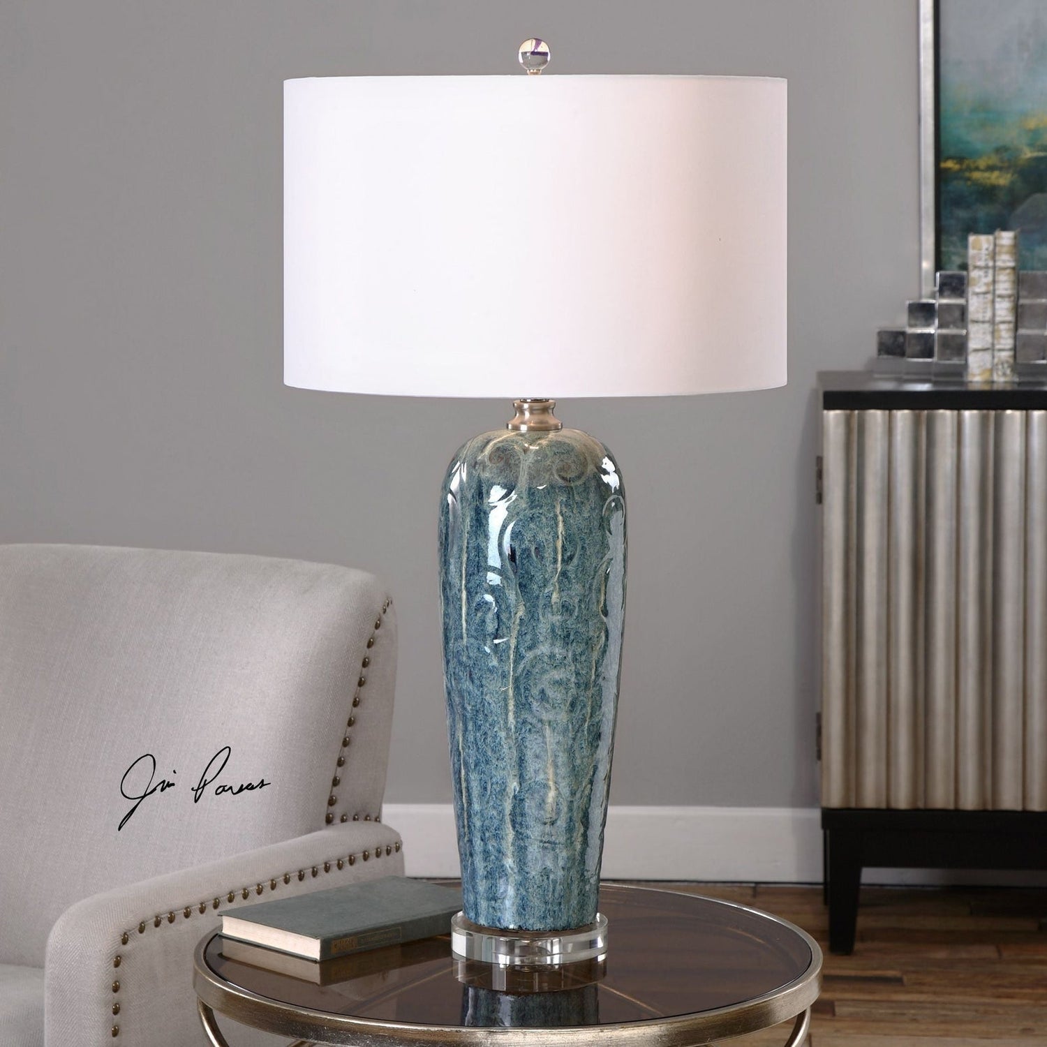 Uttermost Maira Blue Ceramic Table Lamp - Home Elegance USA