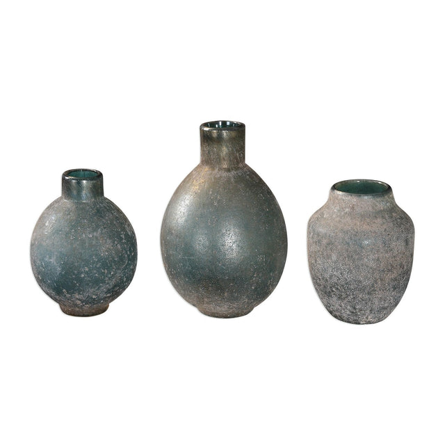 Uttermost Mercede Weathered Blue-Green Vases - Set Of 3 - Home Elegance USA
