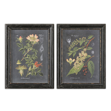 Uttermost Midnight Botanicals Wall Art - Set Of 2 - Home Elegance USA