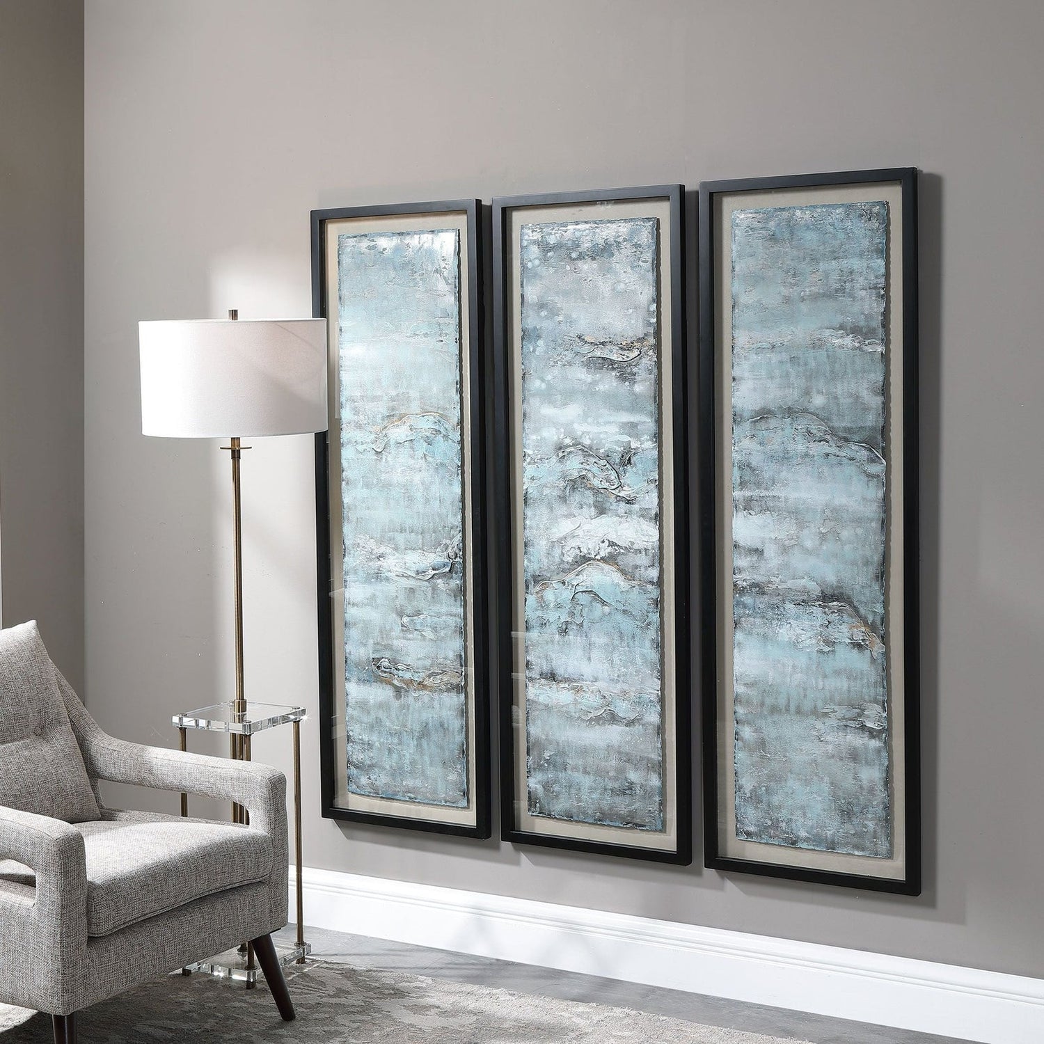 Uttermost Ocean Swell Painted Metal Art - Set Of 3, 3 Cartons - Home Elegance USA