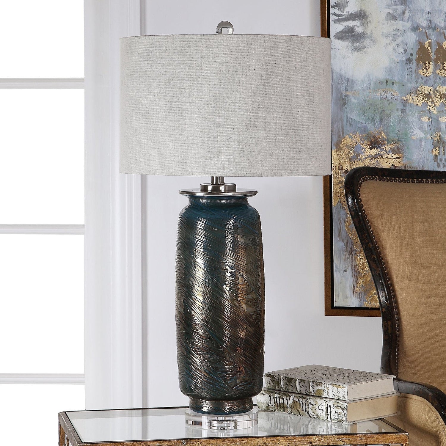 Uttermost Olesya Swirl Glass Table Lamp - Home Elegance USA