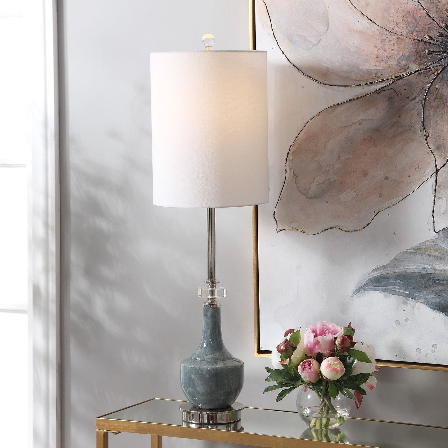 Uttermost Piers Mottled Blue Buffet Lamp - Home Elegance USA