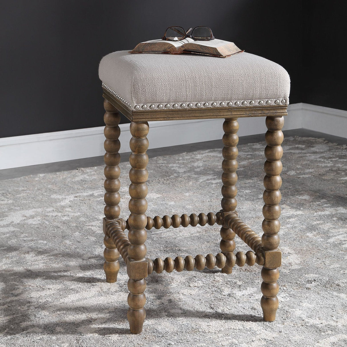 Uttermost Pryce Wooden Counter Stool - Home Elegance USA