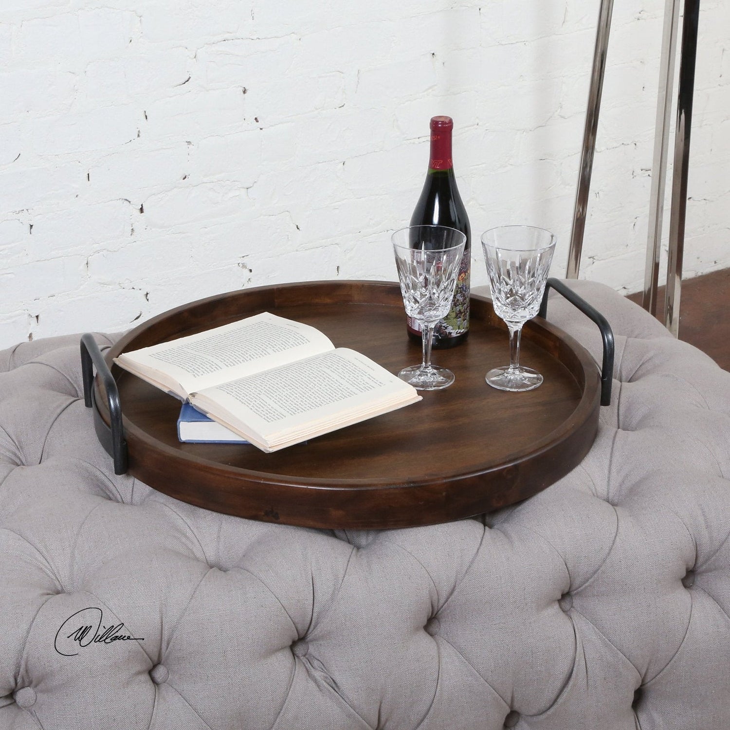 Uttermost Reine Round Wooden Tray - Home Elegance USA