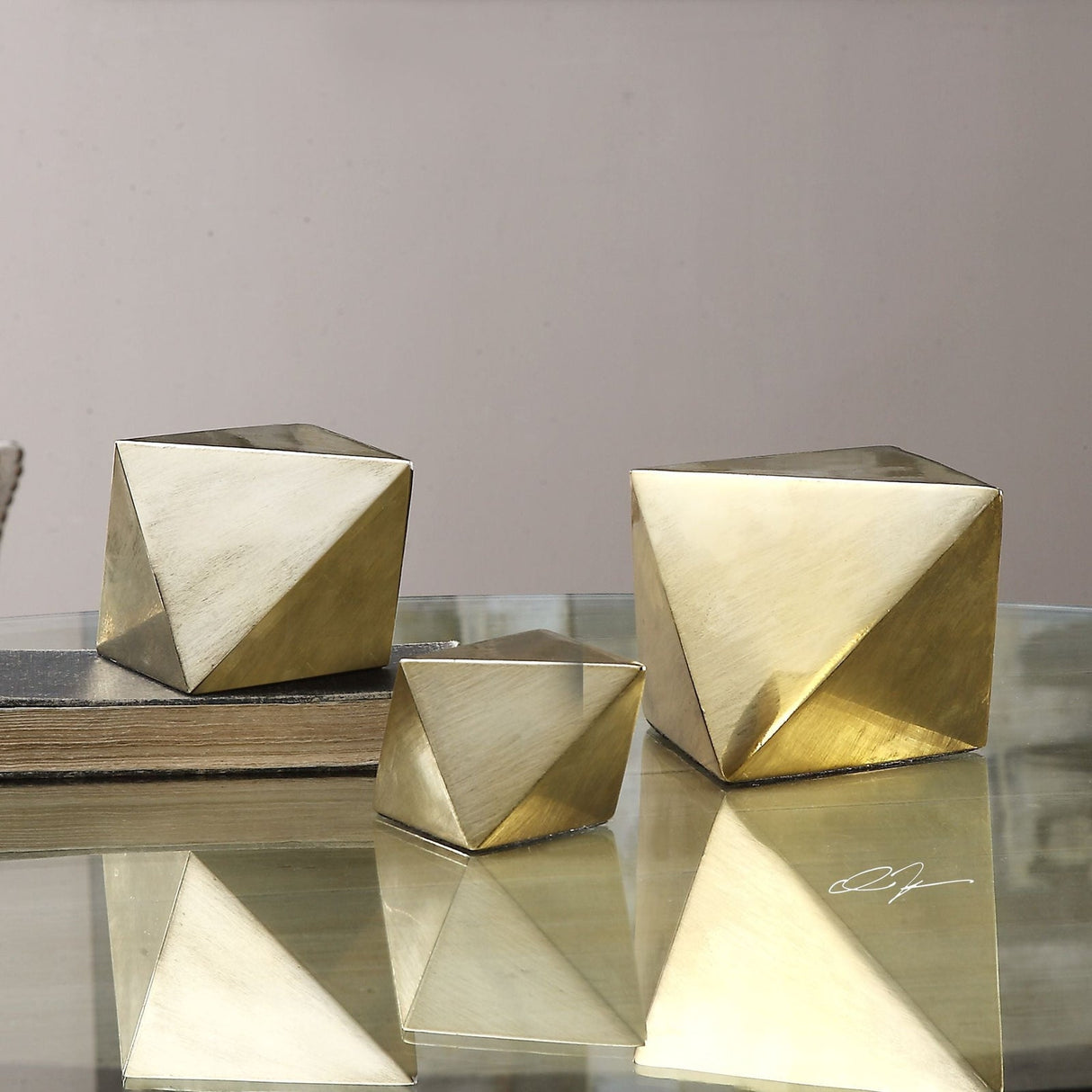 Uttermost Rhombus Champagne Accents - Set Of 3 - Home Elegance USA