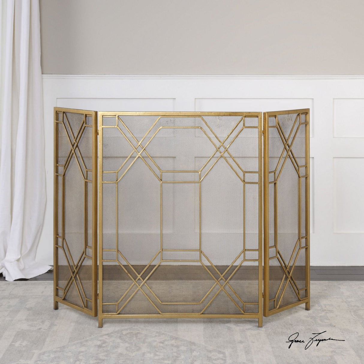 Uttermost Rosen Gold Fireplace Screen - Home Elegance USA