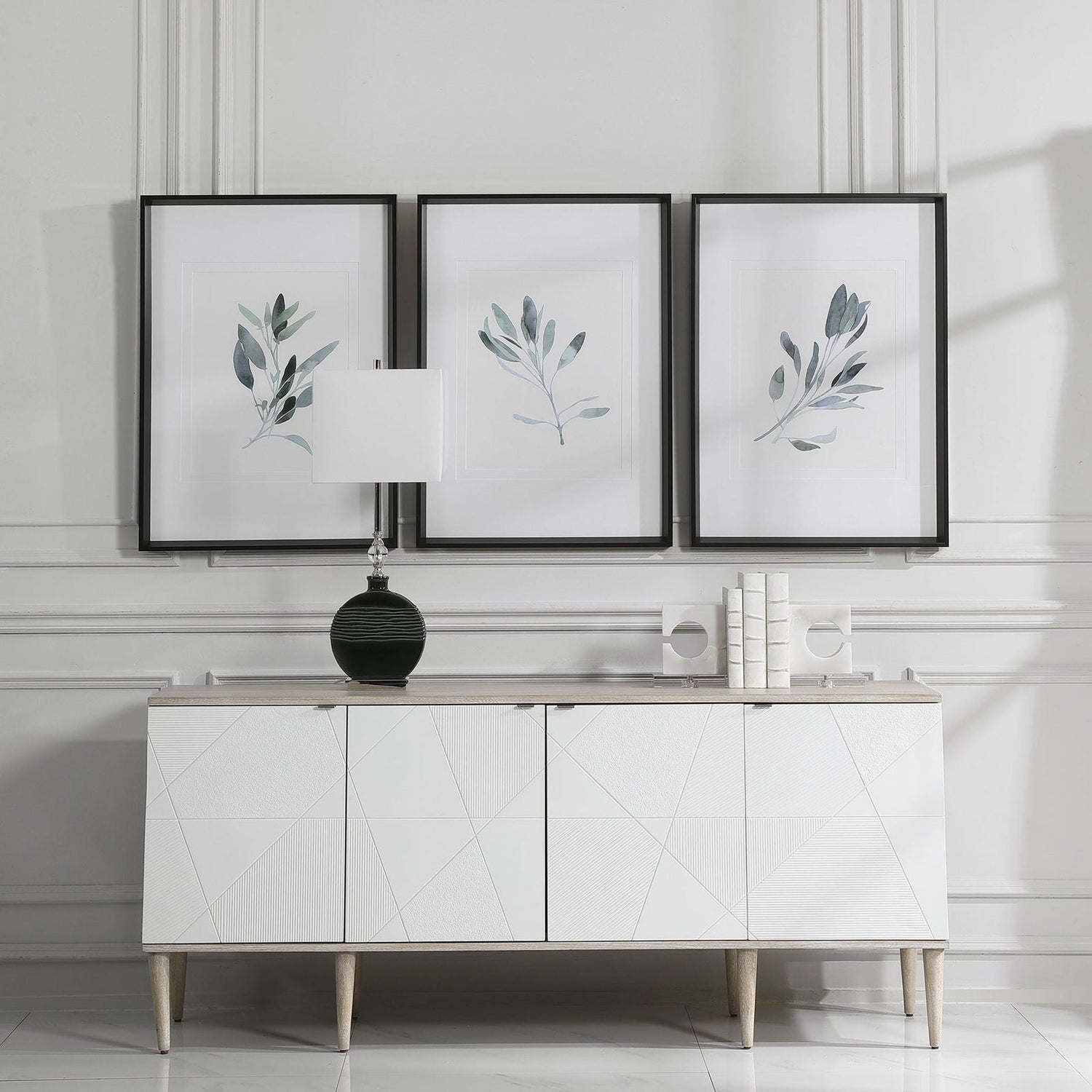Uttermost Simple Sage Watercolor Prints - Set Of 3 - Home Elegance USA