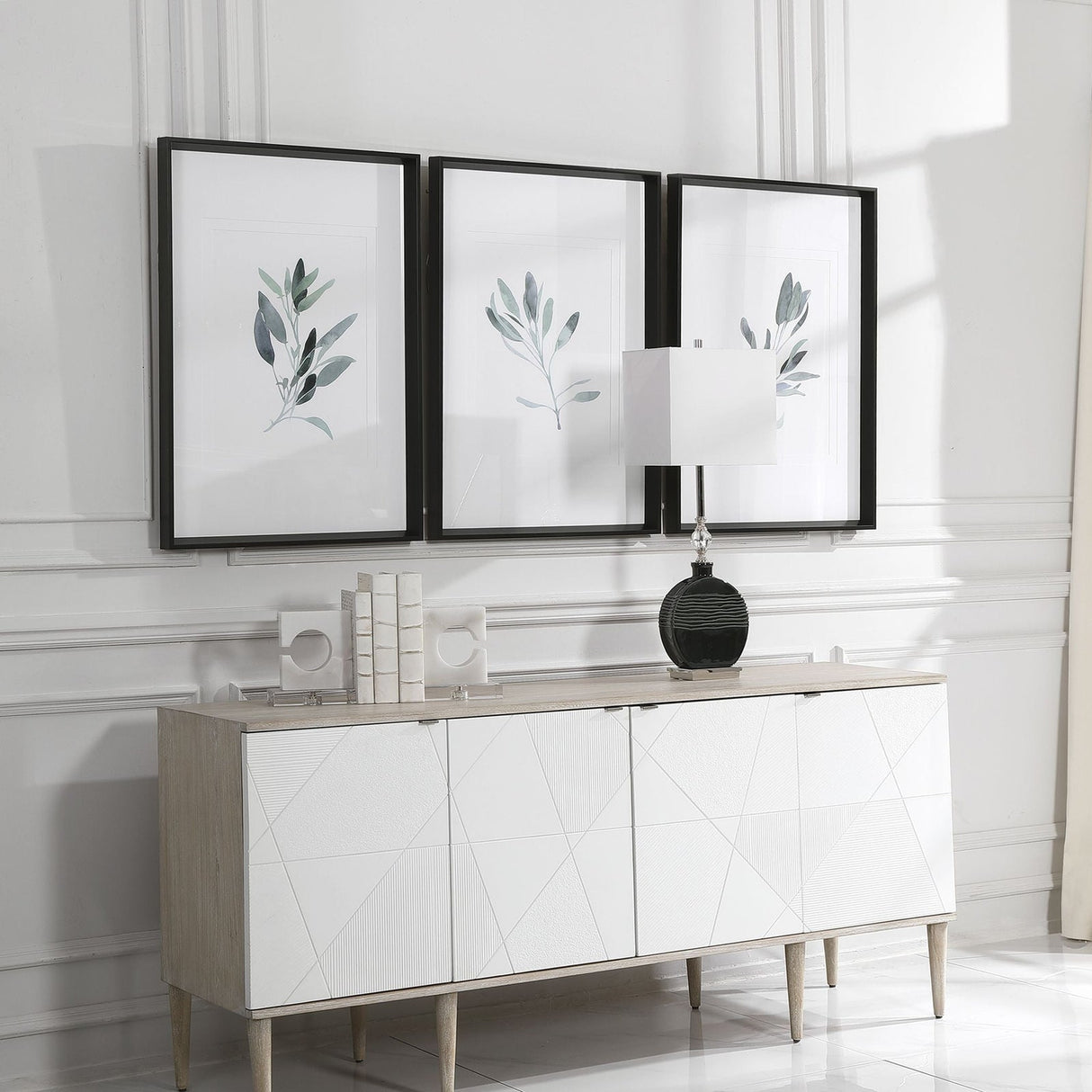 Uttermost Simple Sage Watercolor Prints - Set Of 3 - Home Elegance USA