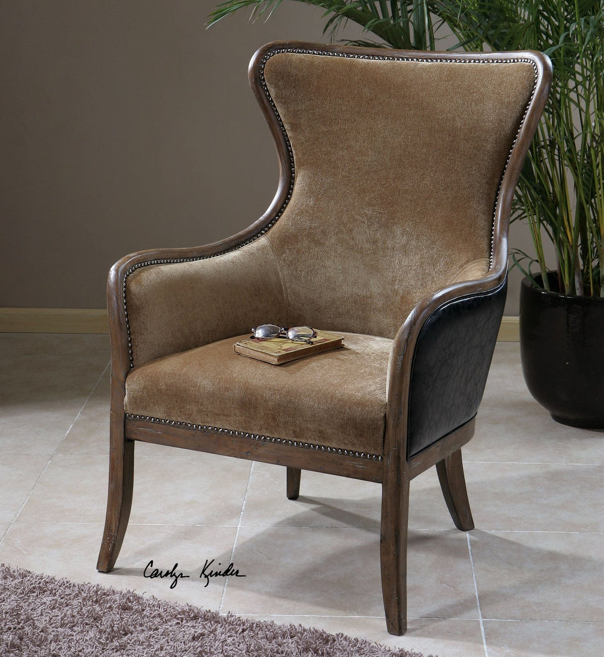 Uttermost Snowden Tan Wing Chair - Home Elegance USA