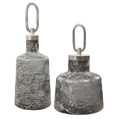 Uttermost Storm Art Glass Bottles - Set Of 2 - Home Elegance USA